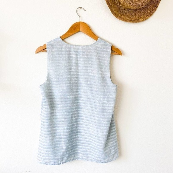 Banana Republic Blue Drape Blouse Side Pleats Size S Sleeveless - Picture 8 of 9